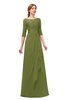 ColsBM Jody Olive Green Bridesmaid Dresses Elbow Length Sleeve Simple A-line Floor Length Zipper Lace