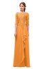 ColsBM Jody Orange Bridesmaid Dresses Elbow Length Sleeve Simple A-line Floor Length Zipper Lace