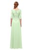 ColsBM Jody Pale Green Bridesmaid Dresses Elbow Length Sleeve Simple A-line Floor Length Zipper Lace