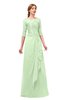 ColsBM Jody Pale Green Bridesmaid Dresses Elbow Length Sleeve Simple A-line Floor Length Zipper Lace