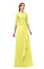 ColsBM Jody Pale Yellow Bridesmaid Dresses Elbow Length Sleeve Simple A-line Floor Length Zipper Lace