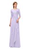 ColsBM Jody Pastel Lilac Bridesmaid Dresses Elbow Length Sleeve Simple A-line Floor Length Zipper Lace