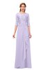 ColsBM Jody Pastel Lilac Bridesmaid Dresses Elbow Length Sleeve Simple A-line Floor Length Zipper Lace