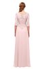 ColsBM Jody Pastel Pink Bridesmaid Dresses Elbow Length Sleeve Simple A-line Floor Length Zipper Lace