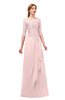 ColsBM Jody Pastel Pink Bridesmaid Dresses Elbow Length Sleeve Simple A-line Floor Length Zipper Lace