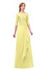 ColsBM Jody Pastel Yellow Bridesmaid Dresses Elbow Length Sleeve Simple A-line Floor Length Zipper Lace