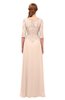 ColsBM Jody Peach Puree Bridesmaid Dresses Elbow Length Sleeve Simple A-line Floor Length Zipper Lace