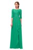ColsBM Jody Pepper Green Bridesmaid Dresses Elbow Length Sleeve Simple A-line Floor Length Zipper Lace