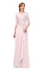 ColsBM Jody Petal Pink Bridesmaid Dresses Elbow Length Sleeve Simple A-line Floor Length Zipper Lace