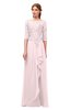 ColsBM Jody Petal Pink Bridesmaid Dresses Elbow Length Sleeve Simple A-line Floor Length Zipper Lace