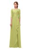 ColsBM Jody Pistachio Bridesmaid Dresses Elbow Length Sleeve Simple A-line Floor Length Zipper Lace