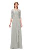 ColsBM Jody Platinum Bridesmaid Dresses Elbow Length Sleeve Simple A-line Floor Length Zipper Lace