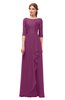 ColsBM Jody Raspberry Bridesmaid Dresses Elbow Length Sleeve Simple A-line Floor Length Zipper Lace