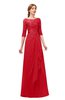 ColsBM Jody Red Bridesmaid Dresses Elbow Length Sleeve Simple A-line Floor Length Zipper Lace