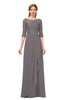 ColsBM Jody Ridge Grey Bridesmaid Dresses Elbow Length Sleeve Simple A-line Floor Length Zipper Lace