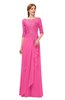 ColsBM Jody Rose Pink Bridesmaid Dresses Elbow Length Sleeve Simple A-line Floor Length Zipper Lace