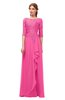 ColsBM Jody Rose Pink Bridesmaid Dresses Elbow Length Sleeve Simple A-line Floor Length Zipper Lace