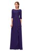 ColsBM Jody Royal Purple Bridesmaid Dresses Elbow Length Sleeve Simple A-line Floor Length Zipper Lace