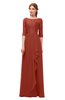 ColsBM Jody Rust Bridesmaid Dresses Elbow Length Sleeve Simple A-line Floor Length Zipper Lace