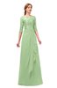 ColsBM Jody Sage Green Bridesmaid Dresses Elbow Length Sleeve Simple A-line Floor Length Zipper Lace