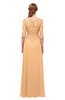 ColsBM Jody Salmon Buff Bridesmaid Dresses Elbow Length Sleeve Simple A-line Floor Length Zipper Lace