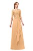 ColsBM Jody Salmon Buff Bridesmaid Dresses Elbow Length Sleeve Simple A-line Floor Length Zipper Lace