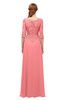 ColsBM Jody Shell Pink Bridesmaid Dresses Elbow Length Sleeve Simple A-line Floor Length Zipper Lace