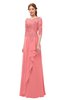 ColsBM Jody Shell Pink Bridesmaid Dresses Elbow Length Sleeve Simple A-line Floor Length Zipper Lace