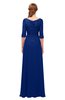 ColsBM Jody Sodalite Blue Bridesmaid Dresses Elbow Length Sleeve Simple A-line Floor Length Zipper Lace