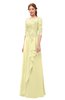 ColsBM Jody Soft Yellow Bridesmaid Dresses Elbow Length Sleeve Simple A-line Floor Length Zipper Lace