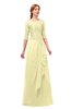 ColsBM Jody Soft Yellow Bridesmaid Dresses Elbow Length Sleeve Simple A-line Floor Length Zipper Lace