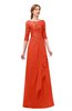 ColsBM Jody Tangerine Tango Bridesmaid Dresses Elbow Length Sleeve Simple A-line Floor Length Zipper Lace