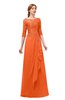 ColsBM Jody Tangerine Bridesmaid Dresses Elbow Length Sleeve Simple A-line Floor Length Zipper Lace