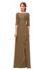ColsBM Jody Truffle Bridesmaid Dresses Elbow Length Sleeve Simple A-line Floor Length Zipper Lace