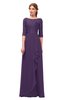 ColsBM Jody Violet Bridesmaid Dresses Elbow Length Sleeve Simple A-line Floor Length Zipper Lace