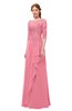ColsBM Jody Watermelon Bridesmaid Dresses Elbow Length Sleeve Simple A-line Floor Length Zipper Lace