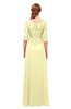 ColsBM Jody Wax Yellow Bridesmaid Dresses Elbow Length Sleeve Simple A-line Floor Length Zipper Lace