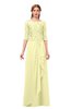 ColsBM Jody Wax Yellow Bridesmaid Dresses Elbow Length Sleeve Simple A-line Floor Length Zipper Lace