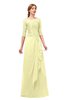 ColsBM Jody Wax Yellow Bridesmaid Dresses Elbow Length Sleeve Simple A-line Floor Length Zipper Lace