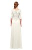 ColsBM Jody Whisper White Bridesmaid Dresses Elbow Length Sleeve Simple A-line Floor Length Zipper Lace