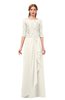 ColsBM Jody Whisper White Bridesmaid Dresses Elbow Length Sleeve Simple A-line Floor Length Zipper Lace