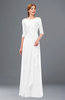ColsBM Jody White Bridesmaid Dresses Elbow Length Sleeve Simple A-line Floor Length Zipper Lace