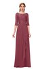 ColsBM Jody Wine Bridesmaid Dresses Elbow Length Sleeve Simple A-line Floor Length Zipper Lace