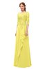 ColsBM Jody Yellow Iris Bridesmaid Dresses Elbow Length Sleeve Simple A-line Floor Length Zipper Lace