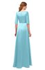 ColsBM Silver Aqua Bridesmaid Dresses Mature Floor Length Boat Zip up Sash A-line