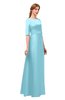 ColsBM Silver Aqua Bridesmaid Dresses Mature Floor Length Boat Zip up Sash A-line