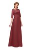 ColsBM Silver Aurora Red Bridesmaid Dresses Mature Floor Length Boat Zip up Sash A-line