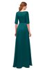 ColsBM Silver Blue Green Bridesmaid Dresses Mature Floor Length Boat Zip up Sash A-line
