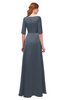 ColsBM Silver Charcoal Bridesmaid Dresses Mature Floor Length Boat Zip up Sash A-line