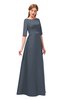 ColsBM Silver Charcoal Bridesmaid Dresses Mature Floor Length Boat Zip up Sash A-line